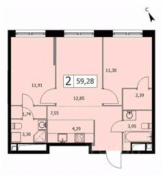 1-BD Apartment Sale, 59.3 sq. m. at SELF (Self), 3rd Grazhdanskaya Street, 35, Moscow, Russia #4