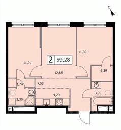 1-BD Apartment Sale, 59.3 sq. m. at SELF (Self), 3rd Grazhdanskaya Street, 35, Moscow, Russia #2