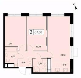 1-BD Apartment Sale, 67.6 sq. m. at SELF (Self), 3rd Grazhdanskaya Street, 35, Moscow, Russia #3