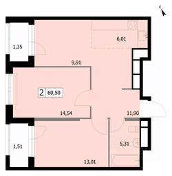 1-BD Apartment Sale, 60.7 sq. m. at SELF (Self), 3rd Grazhdanskaya Street, 35, Moscow, Russia #2 1-BD Apartment Sale, 60.7 sq. m. at SELF (Self), 3rd Grazhdanskaya Street, 35, Moscow, Russia #2