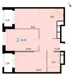 1-BD Apartment Sale, 60.5平方米 at SELF (Self), 3rd Grazhdanskaya Street, 35, Moscow, Russia #2 1-BD Apartment Sale, 60.5平方米 at SELF (Self), 3rd Grazhdanskaya Street, 35, Moscow, Russia #2