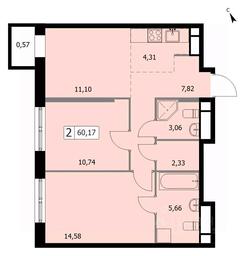 1-BD Apartment Sale, 59.9 sq. m. at SELF (Self), 3rd Grazhdanskaya Street, 35, Moscow, Russia #3 1-BD Apartment Sale, 59.9 sq. m. at SELF (Self), 3rd Grazhdanskaya Street, 35, Moscow, Russia #3