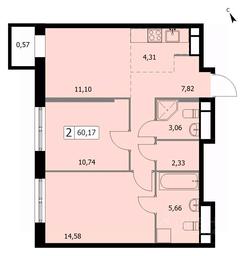 1-BD Apartment Sale, 59.9 sq. m. at SELF (Self), 3rd Grazhdanskaya Street, 35, Moscow, Russia #2 1-BD Apartment Sale, 59.9 sq. m. at SELF (Self), 3rd Grazhdanskaya Street, 35, Moscow, Russia #2