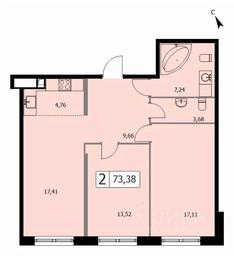 1-BD Apartment Sale, 73.3 sq. m. at SELF (Self), 3rd Grazhdanskaya Street, 35, Moscow, Russia #4