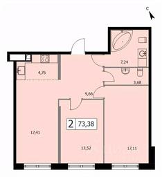 1-BD Apartment Sale, 73.3 sq. m. at SELF (Self), 3rd Grazhdanskaya Street, 35, Moscow, Russia #3