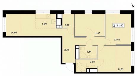2-BD Apartment Sale, 81.8 sq. m. at SELF (Self), 3rd Grazhdanskaya Street, 35, Moscow, Russia #3 2-BD Apartment Sale, 81.8 sq. m. at SELF (Self), 3rd Grazhdanskaya Street, 35, Moscow, Russia #3
