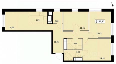2-BD Apartment Sale, 82.5 sq. m. at SELF (Self), 3rd Grazhdanskaya Street, 35, Moscow, Russia #2