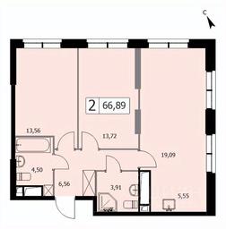 1-BD Apartment Sale, 66.8 sq. m. at SELF (Self), 3rd Grazhdanskaya Street, 35, Moscow, Russia #3