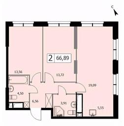 1-BD Apartment Sale, 66.8 sq. m. at SELF (Self), 3rd Grazhdanskaya Street, 35, Moscow, Russia #2