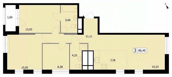 2-BD Apartment Sale, 86.3 sq. m. at SELF (Self), 3rd Grazhdanskaya Street, 35, Moscow, Russia #2 2-BD Apartment Sale, 86.3 sq. m. at SELF (Self), 3rd Grazhdanskaya Street, 35, Moscow, Russia #2