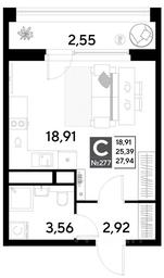 Apartment Sale, 27.94平方米 at EVO, Komsomolskaya Street, Reutov, Moscow Region, Russia #4