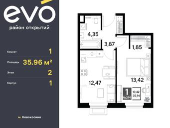 Apartment Sale, 35.96平方米 at EVO, Komsomolskaya Street, Reutov, Moscow Region, Russia #4