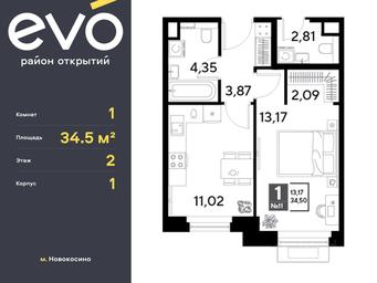 Продажа квартиры, 34,5 м² в ЖК «EVO», Комсомольская улица, Реутов, Московская область, Россия #3