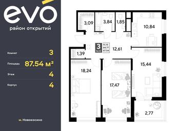 2-BD Apartment Sale, 87.54 sq. m. at EVO, Komsomolskaya Street, Reutov, Moscow Region, Russia #4