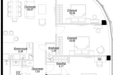 3-BD Apartment Sale, 114.02 sq. m. at Famous, Bagrationovsky Drive, 5к2, Moscow, Russia #2