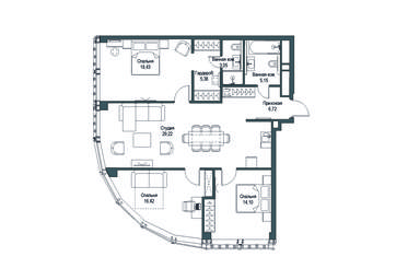 3-BD Apartment Sale, 114.02 sq. m. at Famous, Bagrationovsky Drive, 5к2, Moscow, Russia #3