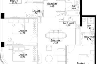 4-BD Apartment Sale, 110.58 sq. m. at Famous, Bagrationovsky Drive, 5к2, Moscow, Russia #2 4-BD Apartment Sale, 110.58 sq. m. at Famous, Bagrationovsky Drive, 5к2, Moscow, Russia #2
