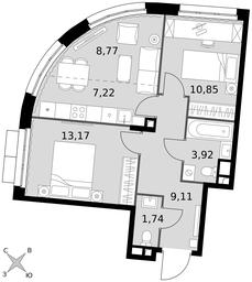 3-BD Apartment Sale, 54.78 sq. m. at Dvizhenie. Govorovo, Центральная улица, 47, деревня Говорово, поселение Московский, Москва, Россия #3