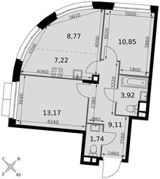 3-BD Apartment Sale, 54.78 sq. m. at Dvizhenie. Govorovo, Центральная улица, 47, деревня Говорово, поселение Московский, Москва, Россия #4