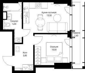 1-BD Apartment Sale, 36.1 sq. m. at VEER, Vereyskaya Street, Moscow, Russia #4
