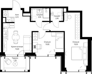 2-BD Apartment Sale, 55.3 sq. m. at VEER, Vereyskaya Street, Moscow, Russia #2 2-BD Apartment Sale, 55.3 sq. m. at VEER, Vereyskaya Street, Moscow, Russia #2