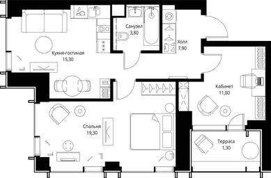 2-BD Apartment Sale, 58.6 sq. m. at VEER, Vereyskaya Street, Moscow, Russia #2 2-BD Apartment Sale, 58.6 sq. m. at VEER, Vereyskaya Street, Moscow, Russia #2