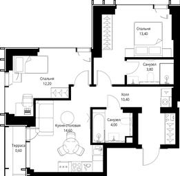 2-BD Apartment Sale, 59平方米 at VEER, Vereyskaya Street, Moscow, Russia #4
