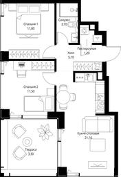 2-BD Apartment Sale, 57.7 sq. m. at VEER, Vereyskaya Street, Moscow, Russia #4