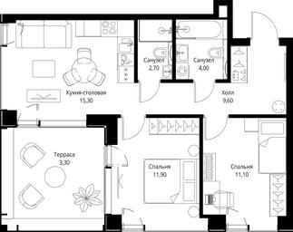 2-BD Apartment Sale, 57.9 sq. m. at VEER, Vereyskaya Street, Moscow, Russia #2 2-BD Apartment Sale, 57.9 sq. m. at VEER, Vereyskaya Street, Moscow, Russia #2