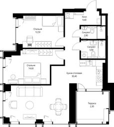 2-BD Apartment Sale, 75.9平方米 at VEER, Vereyskaya Street, Moscow, Russia #4