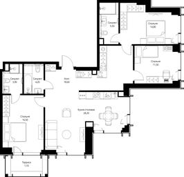3-BD Apartment Sale, 104.3平方米 at VEER, Vereyskaya Street, Moscow, Russia #4