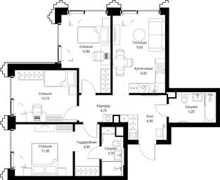 3-BD Apartment Sale, 76.6 sq. m. at SET, Vereyskaya Street, Moscow, Russia #4
