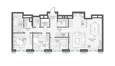 3-BD Apartment Sale, 126.9 sq. m. at Tishinskiy bulvar, Gruzinsky Val Street, 10, Moscow, Russia #2