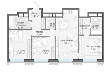 2-BD Apartment Sale, 97平方米 at Tishinskiy bulvar, Gruzinsky Val Street, 10, Moscow, Russia #4
