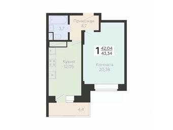 Apartment Sale, 43.34 sq. m. at Art-kvartal Onegin, Sadovaya Street, 3к1, Krasnaya Gorka Microdistrict, Podolsk, Moscow Region, Russia #2