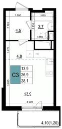 Apartment Sale, 28.1 sq. m. at Mikrorayon 6 6A, 6A mikrorayon, Odintsovo, Moscow Region, Russia #3
