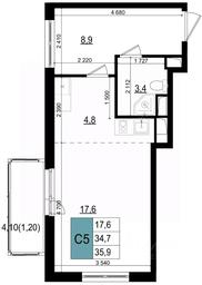 Apartment Sale, 35.9平方米 at Mikrorayon 6 6A, 6A mikrorayon, Odintsovo, Moscow Region, Russia #3