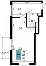Apartment Sale, 35.9平方米 at Mikrorayon 6 6A, 6A mikrorayon, Odintsovo, Moscow Region, Russia #3