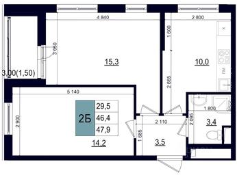 1-BD Apartment Sale, 46.7平方米 at Mikrorayon 6 6A, 6A mikrorayon, Odintsovo, Moscow Region, Russia #3 1-BD Apartment Sale, 46.7平方米 at Mikrorayon 6 6A, 6A mikrorayon, Odintsovo, Moscow Region, Russia #3