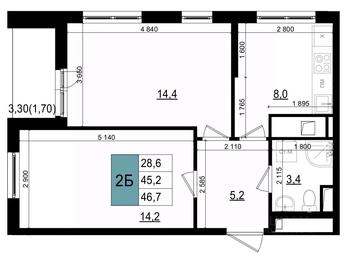 1-BD Apartment Sale, 46.7 sq. m. at Mikrorayon 6 6A, 6A mikrorayon, Odintsovo, Moscow Region, Russia #3 1-BD Apartment Sale, 46.7 sq. m. at Mikrorayon 6 6A, 6A mikrorayon, Odintsovo, Moscow Region, Russia #3