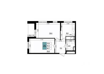 1-BD Apartment Sale, 46.7 sq. m. at Mikrorayon 6 6A, 6A mikrorayon, Odintsovo, Moscow Region, Russia #2 1-BD Apartment Sale, 46.7 sq. m. at Mikrorayon 6 6A, 6A mikrorayon, Odintsovo, Moscow Region, Russia #2