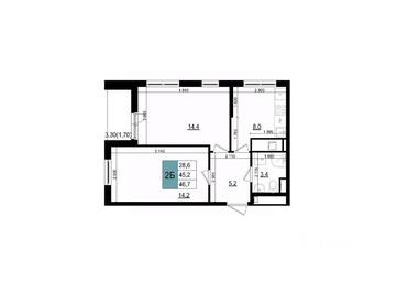 1-BD Apartment Sale, 46.7 sq. m. at Mikrorayon 6 6A, 6A mikrorayon, Odintsovo, Moscow Region, Russia #2 1-BD Apartment Sale, 46.7 sq. m. at Mikrorayon 6 6A, 6A mikrorayon, Odintsovo, Moscow Region, Russia #2