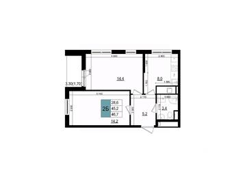 1-BD Apartment Sale, 46.7 sq. m. at Mikrorayon 6 6A, 6A mikrorayon, Odintsovo, Moscow Region, Russia #2