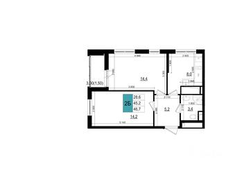 1-BD Apartment Sale, 46.7 sq. m. at Mikrorayon 6 6A, 6A mikrorayon, Odintsovo, Moscow Region, Russia #2 1-BD Apartment Sale, 46.7 sq. m. at Mikrorayon 6 6A, 6A mikrorayon, Odintsovo, Moscow Region, Russia #2