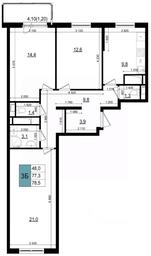 2-BD Apartment Sale, 78.5平方米 at Mikrorayon 6 6A, 6A mikrorayon, Odintsovo, Moscow Region, Russia #3 2-BD Apartment Sale, 78.5平方米 at Mikrorayon 6 6A, 6A mikrorayon, Odintsovo, Moscow Region, Russia #3