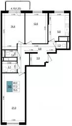 2-BD Apartment Sale, 78.5 sq. m. at Mikrorayon 6 6A, 6A mikrorayon, Odintsovo, Moscow Region, Russia #3