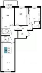 2-BD Apartment Sale, 78.5 sq. m. at Mikrorayon 6 6A, 6A mikrorayon, Odintsovo, Moscow Region, Russia #3 2-BD Apartment Sale, 78.5 sq. m. at Mikrorayon 6 6A, 6A mikrorayon, Odintsovo, Moscow Region, Russia #3