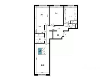 2-BD Apartment Sale, 77.3平方米 at Mikrorayon 6 6A, 6A mikrorayon, Odintsovo, Moscow Region, Russia #2 2-BD Apartment Sale, 77.3平方米 at Mikrorayon 6 6A, 6A mikrorayon, Odintsovo, Moscow Region, Russia #2