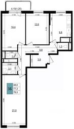 2-BD Apartment Sale, 78.5平方米 at Mikrorayon 6 6A, 6A mikrorayon, Odintsovo, Moscow Region, Russia #3 2-BD Apartment Sale, 78.5平方米 at Mikrorayon 6 6A, 6A mikrorayon, Odintsovo, Moscow Region, Russia #3