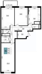 2-BD Apartment Sale, 78.5平方米 at Mikrorayon 6 6A, 6A mikrorayon, Odintsovo, Moscow Region, Russia #3 2-BD Apartment Sale, 78.5平方米 at Mikrorayon 6 6A, 6A mikrorayon, Odintsovo, Moscow Region, Russia #3